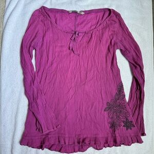GUC Athleta Crinkle Gauze Boho Embroidered Tunic Cover Up